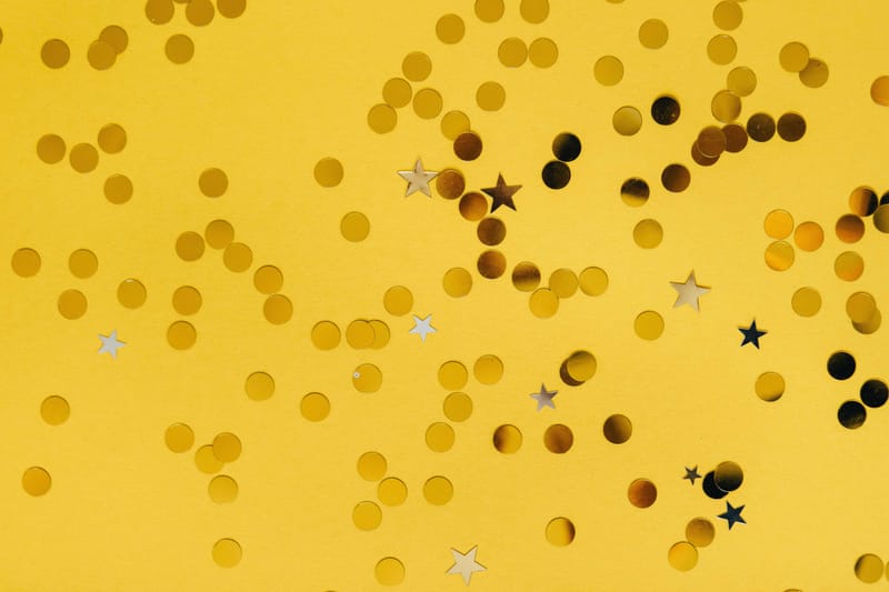 Sequin stars conveying celebration of award shortlist.