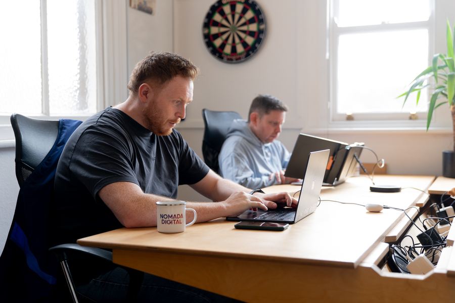 Luke Wilson and Kev Gall at work in the Nomada office